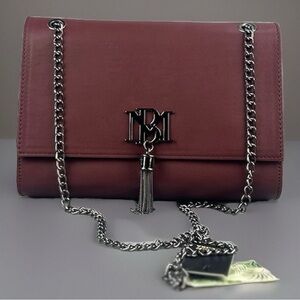Badgley Mischka Burgundy Crossbody Bag with Chain